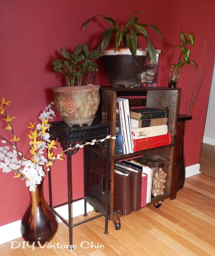 vintage wine crate side table, painted furniture, repurposing upcycling