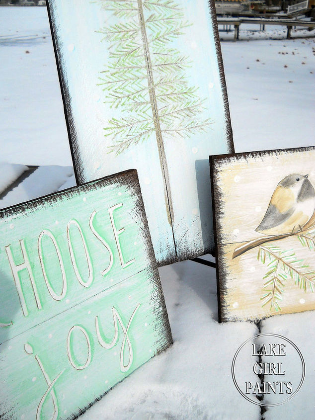 how to paint a rustic winter art group, crafts, painting, repurposing upcycling, seasonal holiday decor
