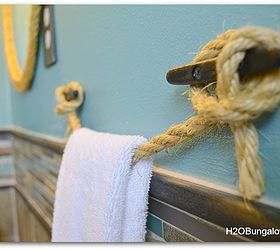 diy nautical rope towel holder, bathroom ideas, home decor, repurposing upcycling