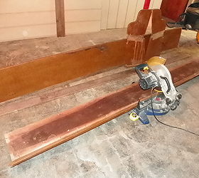 a 10ft church pew re do, painted furniture, storage ideas, Started with A pew too long to do anything with