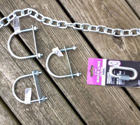diy old fashioned tire swing, diy, outdoor living, Here is the hardware you need 3 two inch U bolts 3 four and a half foot long pieces of chain and a quick connect