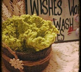 wishes won t wash dishes sign and a dishwashing set, crafts, The material is stiffened onto the can and embellished with cording and a tad of lace