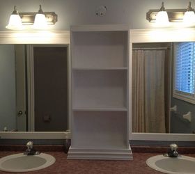 Large Bathroom Mirror redo to double framed mirrors and cabinet