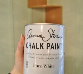 chalk paint is not scary painting a geometric shelf on the wall, chalk paint, painted furniture, shelving ideas, For my first time using Annia Sloan Chalk Paint I grabbed a quart of Pure White