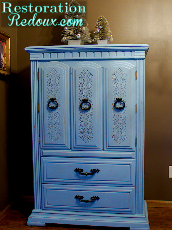 blue chalkpainted nursery armoire, bedroom ideas, chalk paint, painted furniture