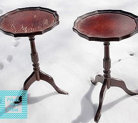 faux aluminum side tables, painted furniture