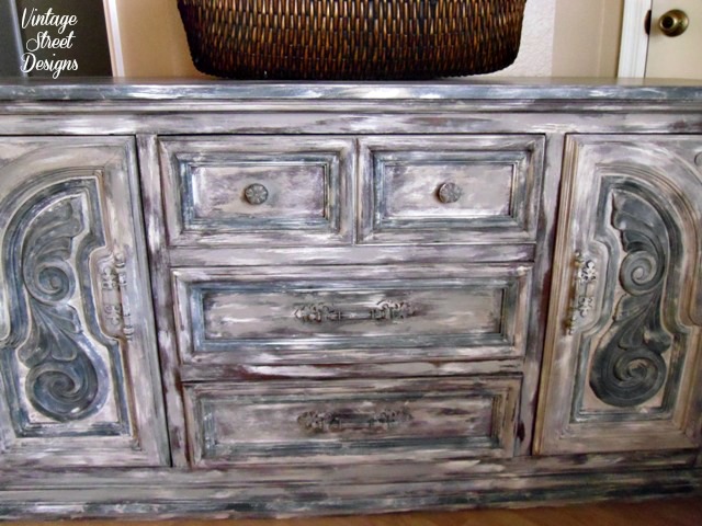 dry brushed buffet makeover, painted furniture