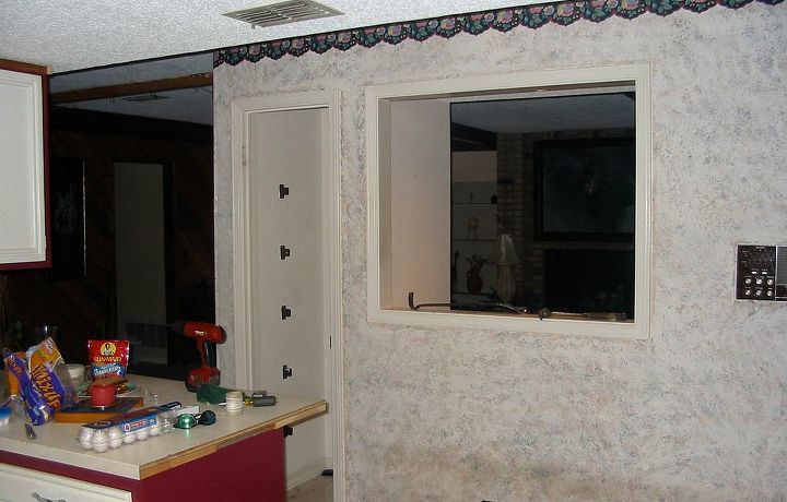 amazing kitchen overhaul, countertops, home decor, home improvement, kitchen cabinets, kitchen design, wall decor, There was a terrible wall blocking the kitchen from the family room
