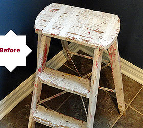 step ladder makeover old crate fun tray table, painted furniture, repurposing upcycling, rustic furniture, step ladder before see blog post for makeover steps