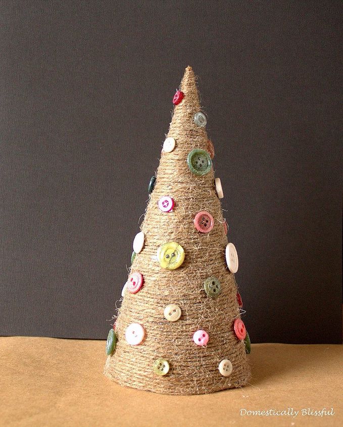 twine christmas tree, crafts, seasonal holiday decor, Create this Twine Christmas Tree with button ornaments and lots of glitz