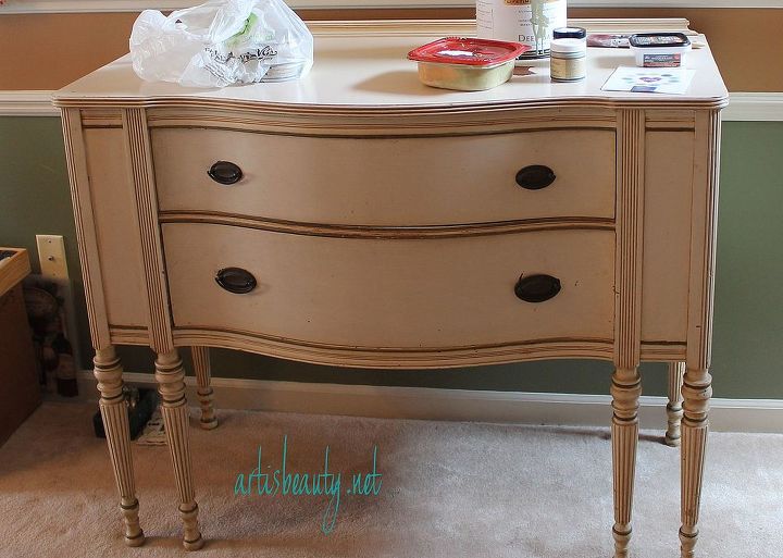 come on over and see the reveal of my sister buffet makeover diy furniturerevival, the before chipped and loved