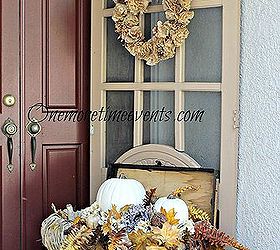 heath and home fall decorations, seasonal holiday d cor, wreaths, Coffee filter Welcome Wreath hung on the screen door