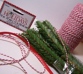 how to make mini wreath gift toppers, crafts, seasonal holiday decor, wreaths, The supplies are simple Canadian Pine Stems from Darice found at a local craft store and ribbon or bakers twine