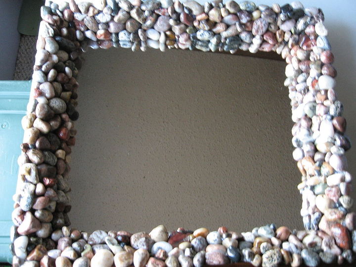 my lake superior rock collection, crafts, home decor, pallet, repurposing upcycling, This is one of the mirrors that started it all One lives in my parents house in West Branch MI the other resides in a rental cabin in the Smokey s Pigeon Forge TN