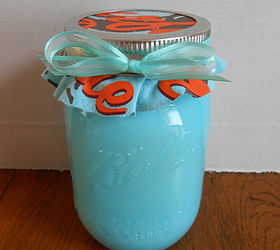 diy mason jar candles and other teacher s gifts, crafts, mason jars, I used an old T shirt for the top
