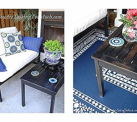 want to fancy up your outdoor space what about a stenciled rug on the concrete, concrete masonry, flooring, painting, I pulled up this photo from last summer and can t believe the fun change