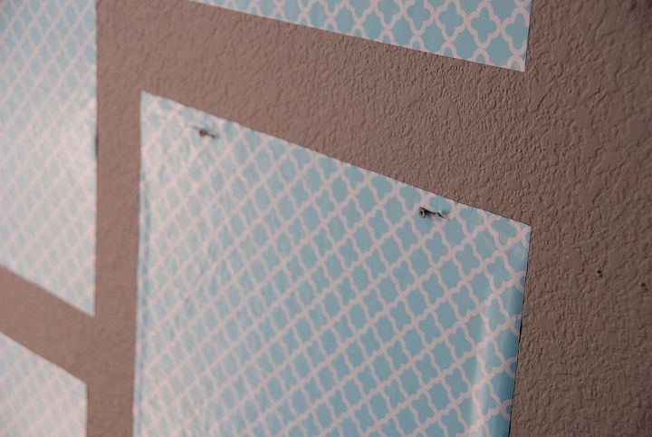 1 photo wall template, home decor, wall decor, Step 4 Once you ve decided on a layout drill screws in the slat You can also use nails Because these are in a high traffic area I screw them in i e so the kids don t pull them off the wall