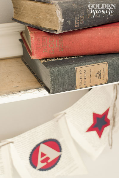 the secret to creating a vintage patriotic vignette, patriotic decor ideas, repurposing upcycling, seasonal holiday d cor, Decorate with vintage books with bindings in coordinating colors to your theme