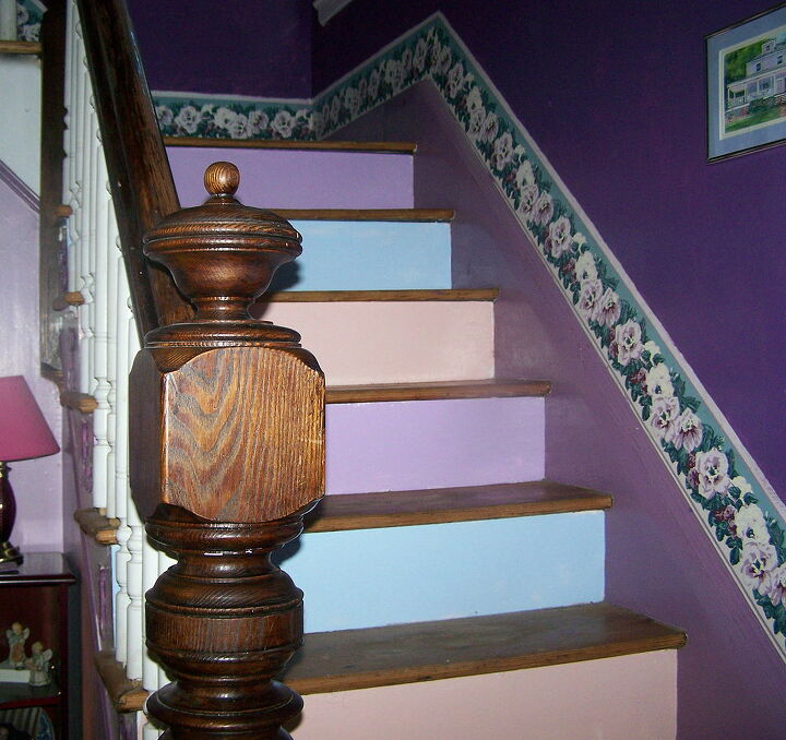 first coat down, painting, stairs, Front foyer steps repainted