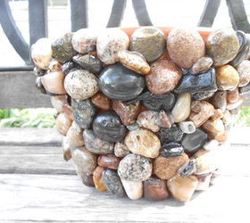 my lake superior rock collection, crafts, home decor, pallet, repurposing upcycling, Lrg clay based flower pot w a med and small as set now available for sale