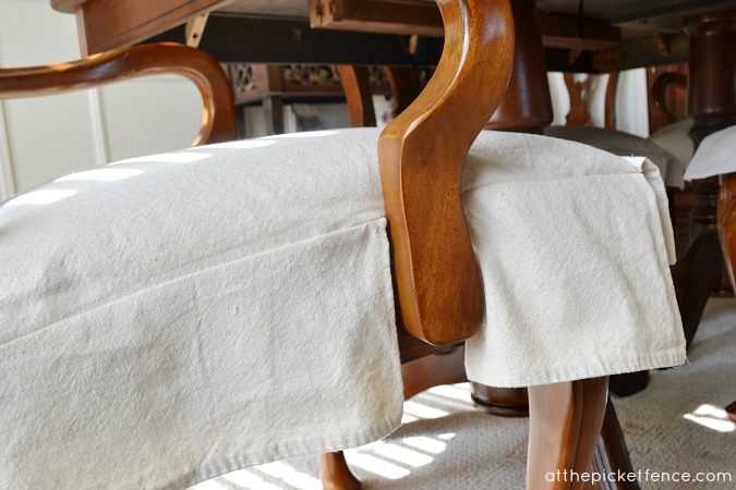 how to make drop cloth chair skirts, painted furniture, reupholster, Chair AFTER