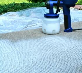 how to paint an indoor outdoor rug, flooring, painting, First take a paint sprayer to get to a base of white