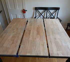 before and after painted dining table top to refinished natural wood