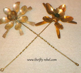 how to make cutlery flowers using spoons, crafts, flowers, gardening, repurposing upcycling, Here are two of the flowers with their stems attached
