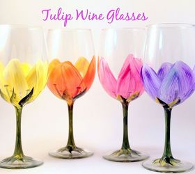 painted wine glass by brushes with a view, painting, Tulip WIne Glasses by Brushes with A View