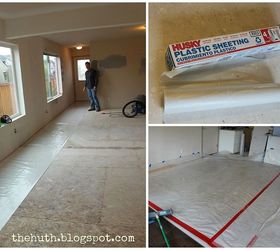 laminate floor installation, diy, flooring, how to, living room ideas, Floor Prep If you have a crawlspace like us floor prep will include laying underlayment as a vapor barrier We used 10 and 3 sheeting connected with sheathing tape Each piece needs to overlap by 18