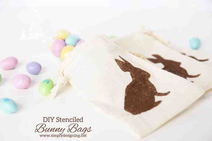 diy bunny bags, crafts, easter decorations, seasonal holiday decor, DIY Stenciled Bunny Bags