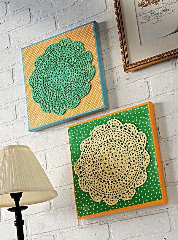 my favourite diy wall decorations from around the web, home decor, Doily Wall Art rediscover your favourite table accessory by Mod Podge Rocks modpodgerocksblog com