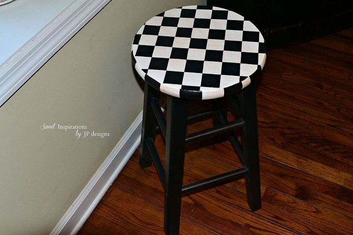 my checkerboard stool, painted furniture