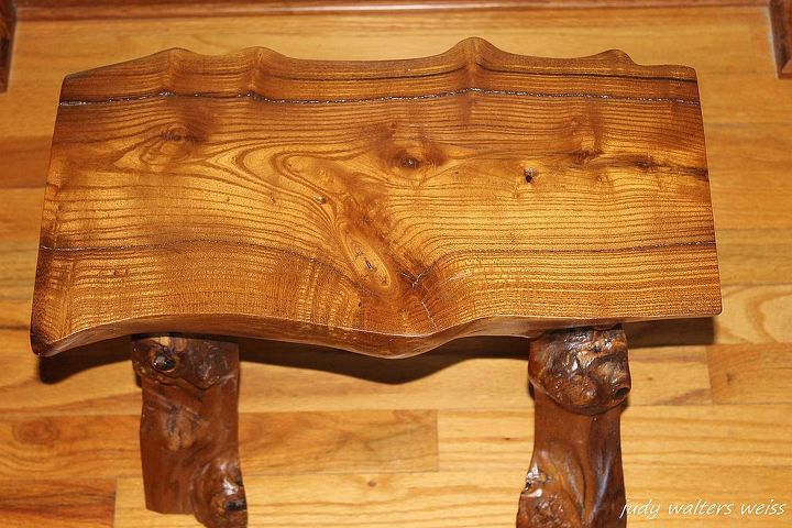 when mother nature brings down your tree make a bench, diy, painted furniture, woodworking projects, The color beauty of the grain needed no stain only a couple of coats of poly to protect it