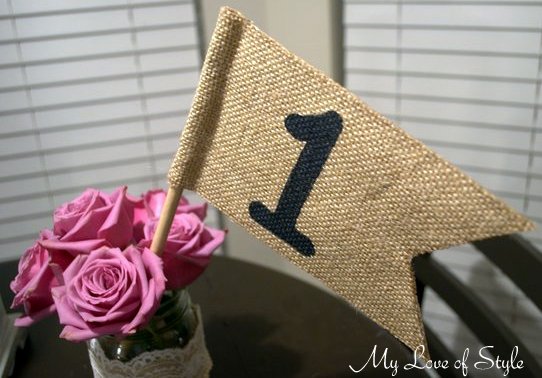 diy burlap table number flags, crafts