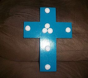 colorful wooden crosses, crafts, Simple but pretty in turquoise
