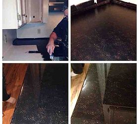faux granite countertops for 150 we scuffed up the old beige laminat, countertops, diy, kitchen design, Start to finish
