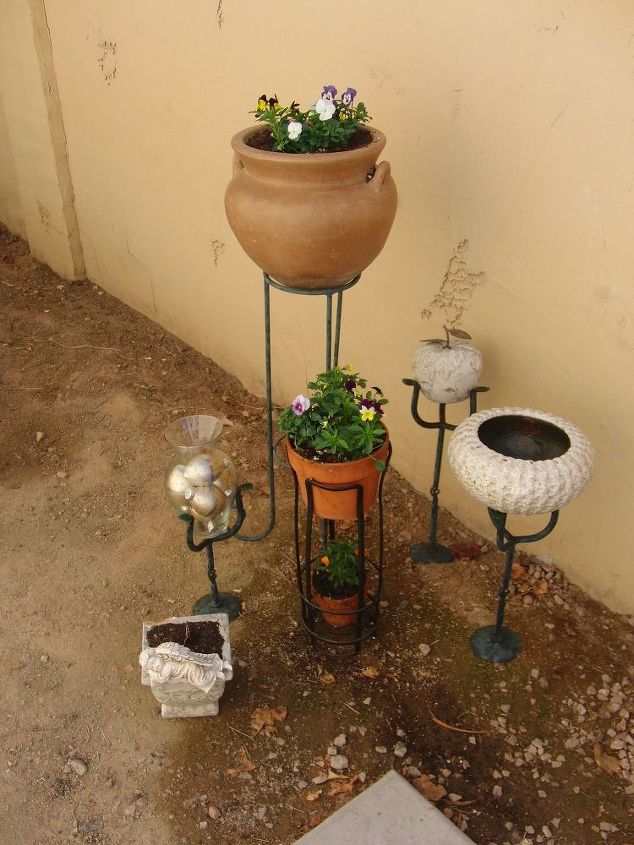 my unusual flower pot holders, flowers, gardening, repurposing upcycling