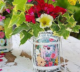 happy may day make flower baskets from tin cans, crafts, flowers, gardening, Tin cans seed packets and string combine to create darling little flower baskets buckets for May Day giving