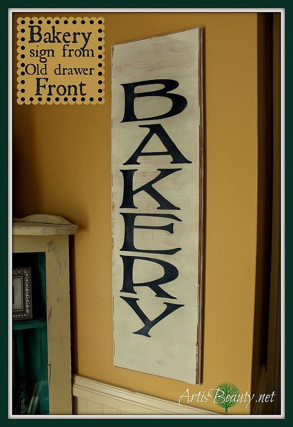 vintage styled bakery sign from recycled drawer front, crafts, home decor, painted furniture, all finished VINTAGE bakery sign