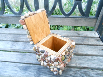 my lake superior rock collection, crafts, home decor, pallet, repurposing upcycling, hinged trinket box sold for 45