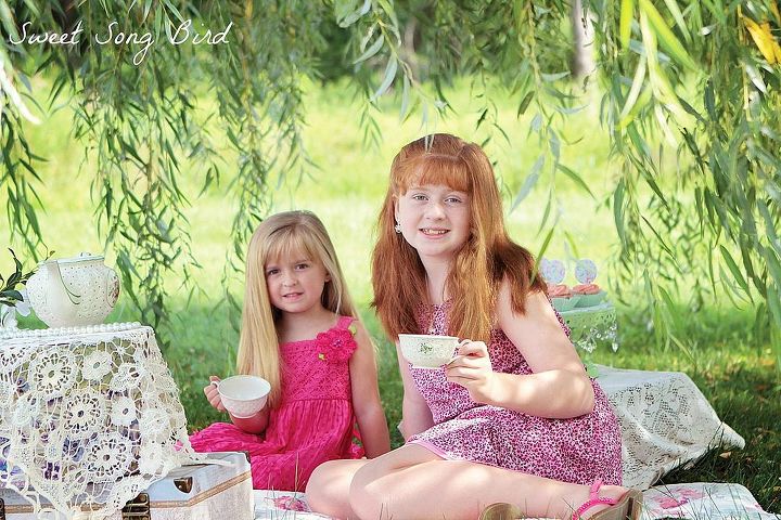 vintage tea party photo shoot, home decor, outdoor living