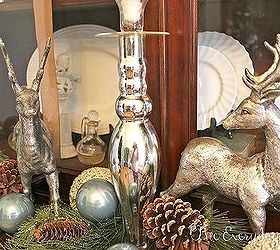 no mantel use a hutch to create a christmas vignette our english hutch in silver, christmas decorations, seasonal holiday decor, wreaths