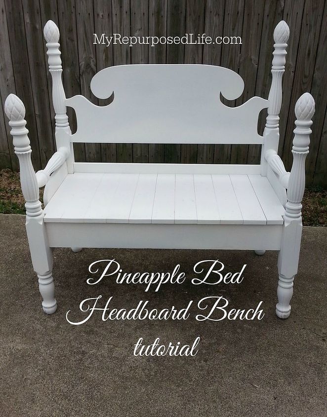 pineapple bed headboard bench, diy, painted furniture, repurposing upcycling