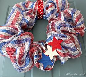 patriotic deco mesh wreath, crafts, patriotic decor ideas, seasonal holiday decor