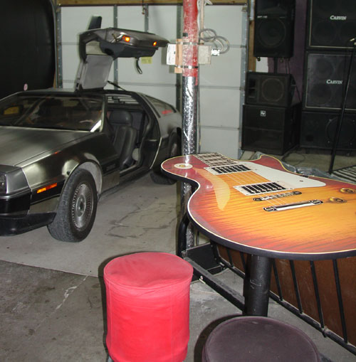 my rock n roll loft mancave, entertainment rec rooms, home decor, Garage Delorean