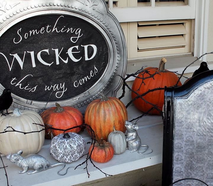 a spooky front porch and entry, halloween decorations, porches, seasonal holiday decor, A ledge outside our front door
