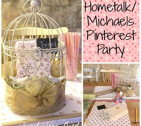 tweet birdcage michaels hometalk pinterest party mpinterestparty, chalkboard paint, crafts, decoupage, painting, Here is my take on one of Michaels awesome 5 Pinterest endcap projects featuring their awesome birdcage and great wooden cut outs