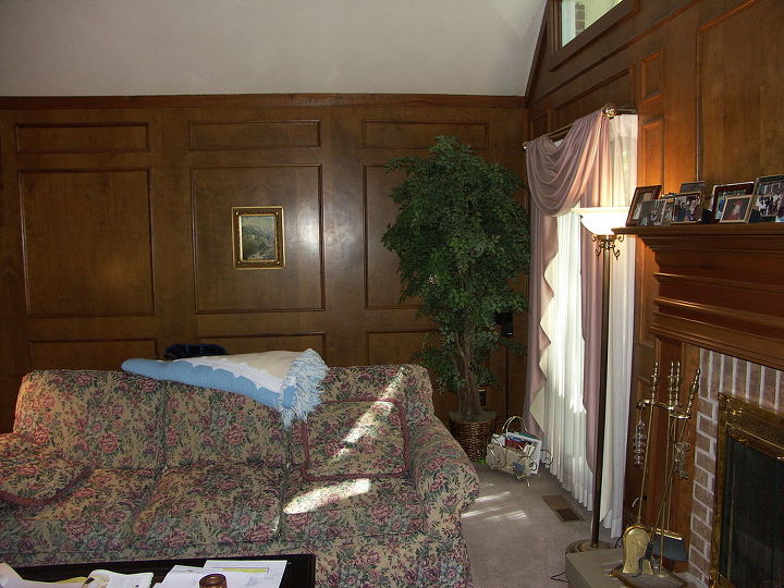 ahh sigh wood paneling did you love it in the 70s does it bring back memories, wall decor, Wood Paneled Family Room Before 2