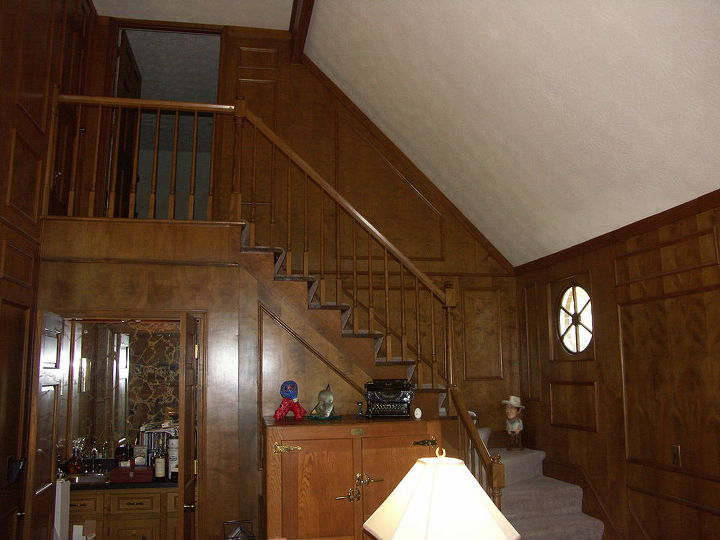 ahh sigh wood paneling did you love it in the 70s does it bring back memories, wall decor, Wood Paneled Family Room Before